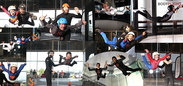 Annorlunda saker att göra i Göteborg Folk som testar indoor skydiving, en av många annorlunda saker att göra i Göteborg.